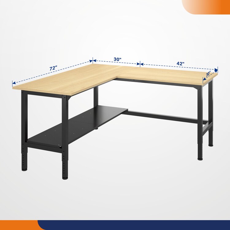 72x72 L-Shaped Workstation with Storage | Heavy-Duty Workbench